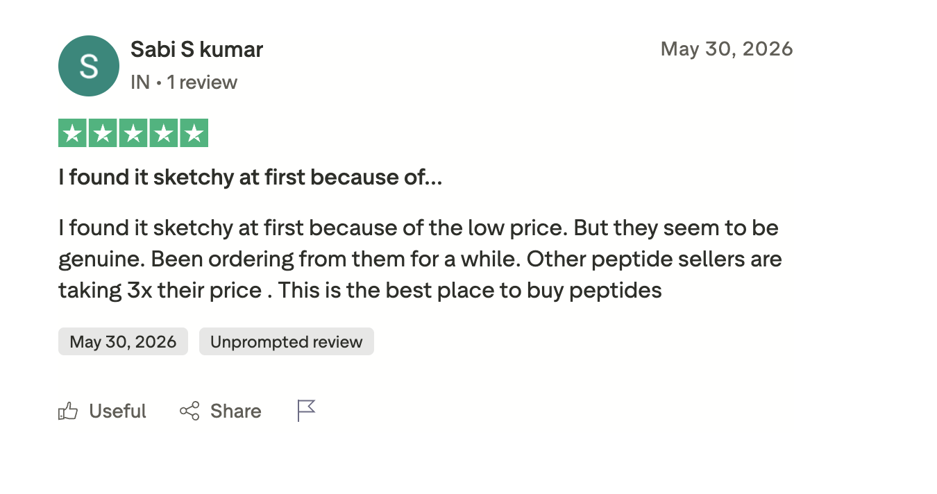 Customer review on Trustpilot